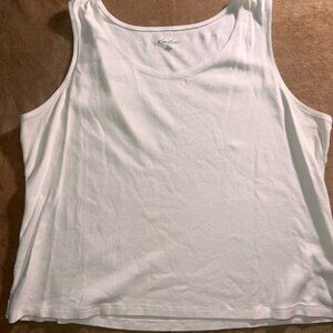 Kim Rogers Women 3XL Solid White Scoop Neck Cotton Sleeveless Tank Top Shirt (V)